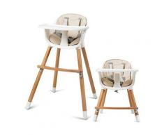 2 in 1 Babyhochstuhl Holz,Kinderhochstuhl Treppenhochstuhl,Kombihochstuhl Baby 83x57x57cm Beige