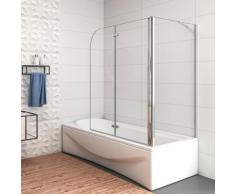 B:100xT:80xH:140cm Badewannenaufsatz 2-tlg. Faltwand Nano-Glas Duschabtrennung Seitenwand