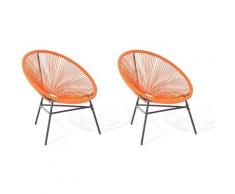 Beliani - Gartenstuhl 2er Set Orange Polyrattan Spaghetti-Optik Modern Mexikanischer Stil Outdoor