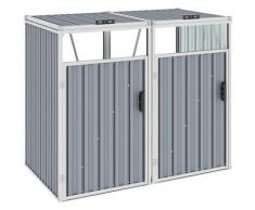 YOUTHUP Mülltonnenbox für 2 Mülltonnen Grau 143×81×121 cm Stahl