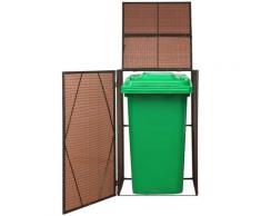 Mülltonnenbox für 1 Tonne Poly Rattan 76x78x120 cm Braun VD28448 - Hommoo
