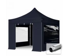 Faltzelt PROFESSIONAL 3x3 m mit Panoramafenster Faltpavillon ALU Pavillon Partyzelt in schwarz