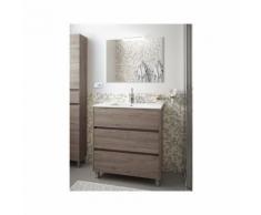 Badezimmer Badmöbel auf dem boden 80 cm aus Eiche eternity Holz mit Porzellan Waschtisch | 80 cm