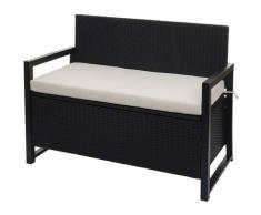 Poly-Rattan 2er Sitzbank 564, Gartenbank Truhenbank, Staufach Aufbewahrung Sitzkissen ~ anthrazit,
