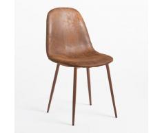 Pack 4 Kunstleder Stühle Glamm Kunstleder - Stahl Kaffee Vintage - Kaffee Vintage Dunkles Holz