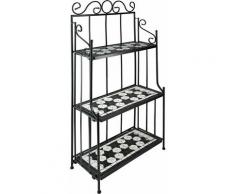 Metallregal Mosaik 3 Böden - Stufenregal, Blumentreppe, Blumenregal - schwarz/weiß