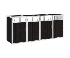 Youthup - Mülltonnenbox für 4 Mülltonnen Braun 286×81×121 cm Stahl