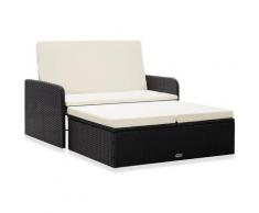 Asupermall - 2-tlg. Garten-Lounge-Set mit Auflagen Poly Rattan Schwarz