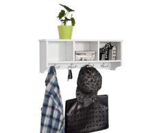 FRG48-W Wandgarderobe,Wandhaken, Hängeregal, Badezimmerschrank,mit 4 Haken,weiß, B 60 cm - Sobuy