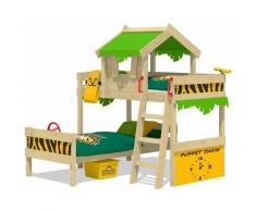Kinderbett Etagenbett CrAzY Jungle mit apfelgrün/gelbe Rutsche Hochbett, 90 x 200 cm Hausbett