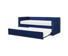 Beliani - Tagesbett ausziehbar Samtstoff marineblau Lattenrost 90 x 200 cm GASSIN