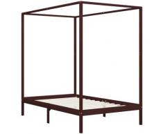 Himmelbett-Gestell Dunkelbraun Massivholz Kiefer 140 x 200 cm VD24161 - Hommoo