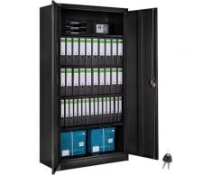 Aktenschrank mit 5 Böden - Büroschrank, Rolladenschrank, Hängeregisterschrank - schwarz