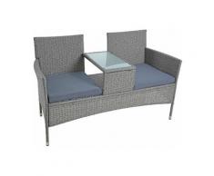 Polyrattan Gartenbank Bank Rattan Sitzbank 2-Sitzer Gartenmöbel Balkonmöbel Grau