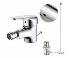 Auralum chrom Badarmatur für Bidet | Bidetarmatur mit Zugstangen-Ablaufgarnitur