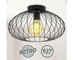 Deckenlampe schwarz Metall Draht Vintage Industrielampe Retroleuchte E27 40cm