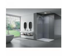 Duschabtrennung Walk-In Nano Echtglas EX101 - Milchglas-Streifen - Breite wählbar 1400mm