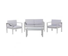 Gartenmöbel Set Aluminium 4-Sitzer Auflagen hellgrau SALERNO