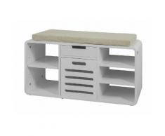 SoBuy FSR54-W Schuhbank mit Sitzkissen Schuhtruhe mit 1 Korb und 1 Schublade Sitzbank weiß, BHT