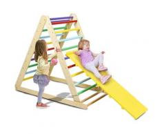 Kletterdreieck Sprossendreieck mit Rutschbrett, Indoor Klettergerüst klappbar für Kinder ab 3 Jahr,