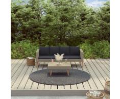 2-tlg. Garten-Lounge-Set mit Auflagen Poly Rattan Beige