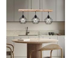 Hängeleuchte Holzleuchte Pendellampe Leuchte Vintage Esszimmerleuchte, 3 flammig Retrodesign,