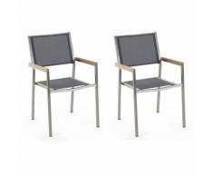 Gartenstuhl grau 2er Set Edelstahl GROSSETO