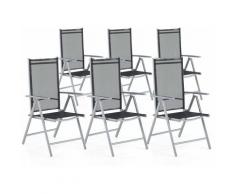 Beliani - Gartenstuhl Schwarz 6er Set aus Aluminium Verstellbar Modern