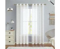 2er Set Vorhänge für Wohnzimmer Vorhänge für Kinderzimmer Mädchen Stickerei Fellknäuel beige 140 x