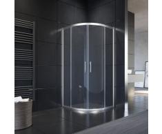 Duschkabine Viertelkreis 90x90cm ohne Duschtasse Runddusche Schiebetür, NANO Glas, Höhe 195cm