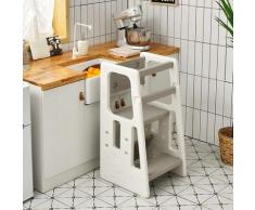 Goplus - 2 in 1 Baby Lernturm, Küchenhelfer mit 3 Verstellbaren Hoehen, Anti-Rutsch-Stufe,