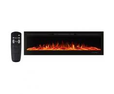 Heidenfeld Elektrokamin HF-WK200 weiß/schwarz elektrischer Kamin Deko Wandkamin (Schwarz 183 x 55
