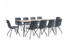 11-tlg. Essgruppe Schwarz Kunstleder
