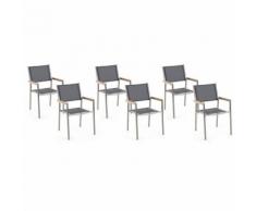 Gartenstuhl grau 6er Set Edelstahl GROSSETO