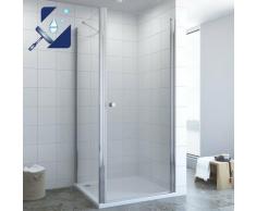 AQUABATOS® Duschkabine Eckeinstieg Duschtür Schwingtür Pendeltür mit Seitenwand 6 mm ESG Glas mit