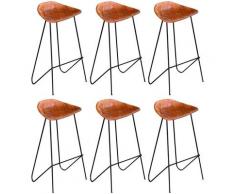 Barhocker 6 Stk. Braun Echtleder