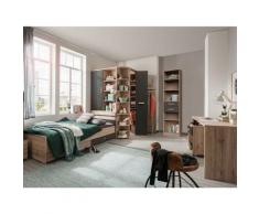 Jugendzimmer Cariba in Eiche San Remo Graphit 6 teiliges Komplett Set mit Eckschrank begehbar