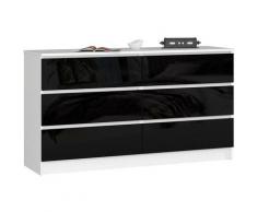 Kommode K-140 mit 6 (2 x 3) Schubladen | für das Wohnzimmer Schlafzimmer Schrank Büro Arbeitszimmer