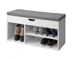FSR45-HG Schuhbank mit Sitzkissen Sitzbank Garderobenbank Schuhschrank Schuhregal 3 Fächer weiß BHT