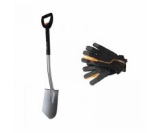 Fiskars-Set SmartFit Teleskop-Spaten, spitz | inklusive Handschuhe Spaten FISKARS_131300_BUNDLE