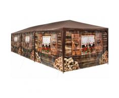 Tectake - Garten Pavillon 9x3m Almhütte mit 8 Seitenteilen - Partyzelt, Anbaupavilllon, Festzelt