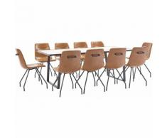 11-tlg. Essgruppe Cognac Kunstleder