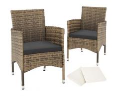 Tectake - 2 Rattansessel inkl. 4 Sitzbezüge - Rattanstühle, Gartensessel, Gartenstühle