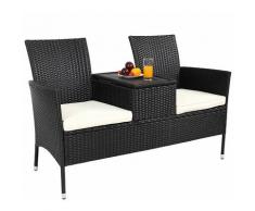 Casaria - Poly Rattan Gartenbank 2 Sitzer Kino Bank Auflagen WPC Tisch Wetterfest Sitzbank Parkbank