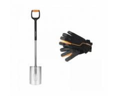 Fiskars-Set Xact Gärtnerspaten, rund L inklusive Gartenhandschuhe Spaten FISKARS_131481_BUNDLE