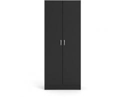 Fox Kleiderschrank 2 Türen mattschwarz. - Schwarz