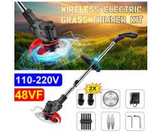 Scode Elektro Rasentrimmer 48VF 3900Mah mit 2 Akku Set Zubehör Motorsense Freischneider
