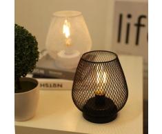 Thsinde - 2er Set LED Metallkäfig Laterne Batteriebetriebene kabellose Akzentlampe mit Edsion Style