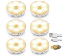 6er-Set LED-Lampen mit Bewegungsmelder, LED-Leuchten mit Akku, Innenbeleuchtung mit Magnetleiste
