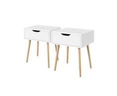 2er Set Nachttisch Nachtkommode Nachtschrank Beistelltisch Sofatisch mit Schublade und Beinen,